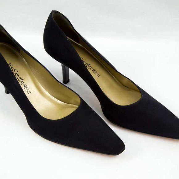 Yves Saint Laurent Shoes Black Shantung Silk Pumps - Picture 1 of 3